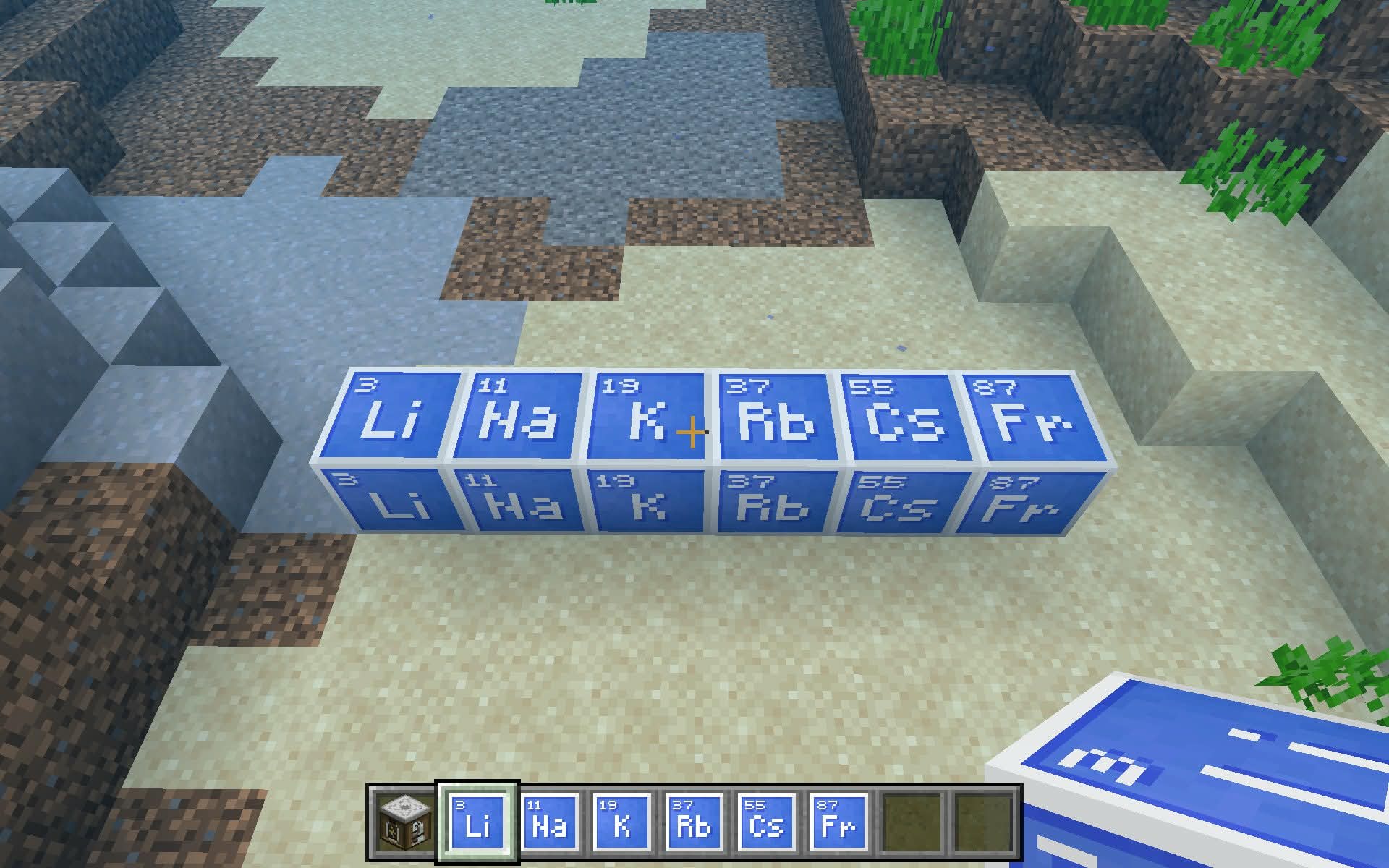 Alkali Metals in water in Minecraft Education