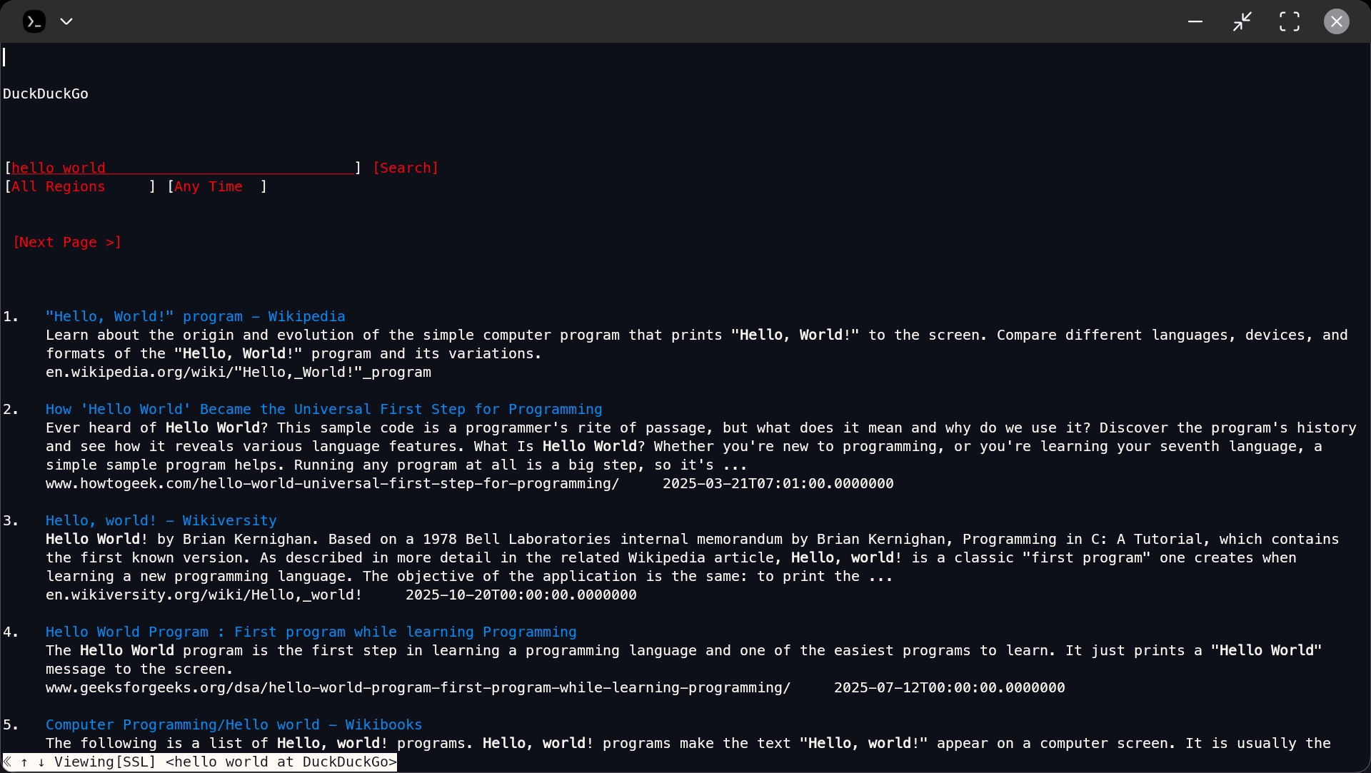 DuckDuckGo in w3m on Termux