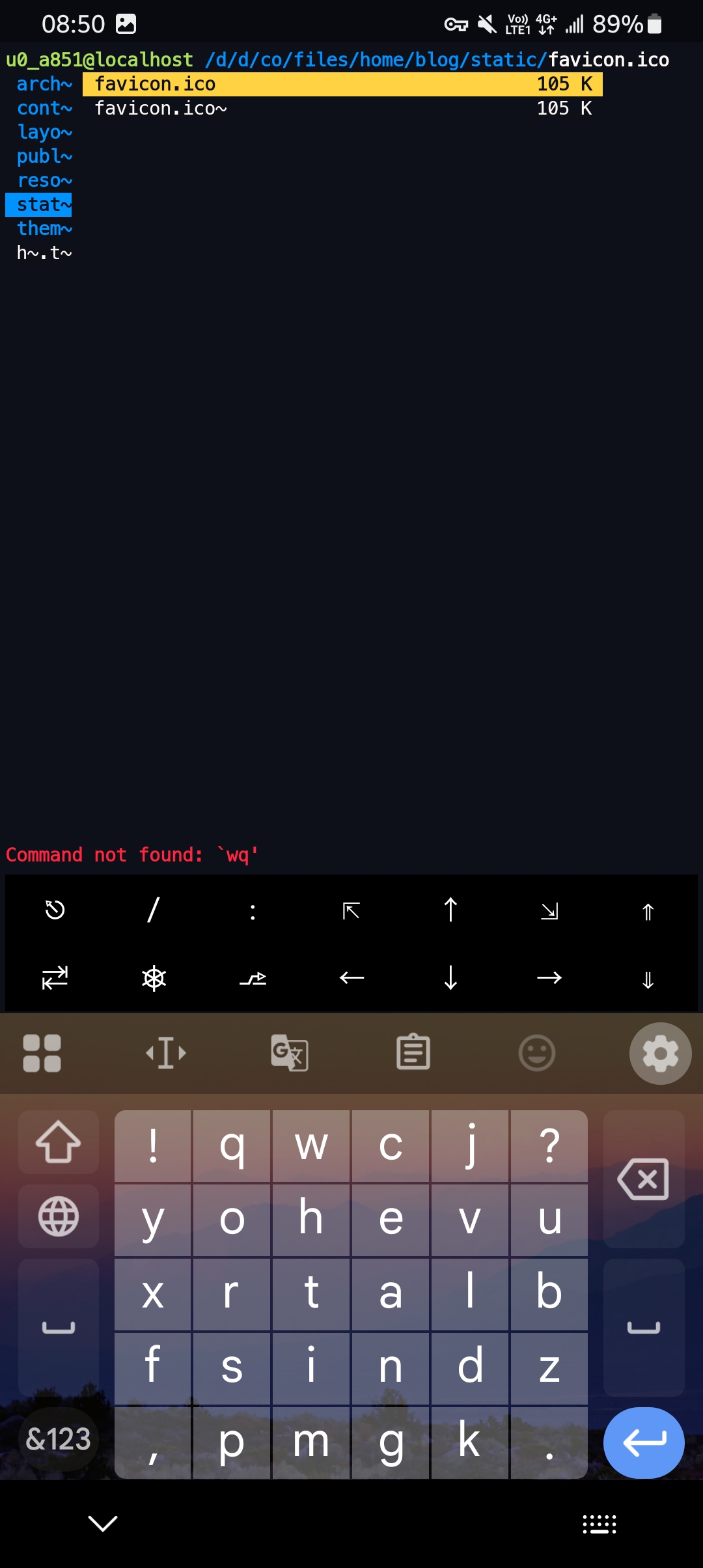 Trying :wq in ranger